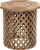 A wooden side table with an octagonal top and a carved diamond pattern on its cylindrical base, presented against a white background. Produktbild-Vorschau