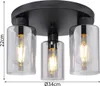 Globo Lighting plafoniera in metallo nero opaco, 3x E27 Anteprima dell’immagine prodotto 7