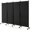 A four-panel room divider with wheels, shown from a slightly angled front view. Náhled obrázku produktu