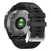 The back of a black Garmin Fenix 6 smartwatch with a green heart rate sensor. Produktbild-Vorschau