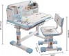 A child's desk and chair set, designed for home use, with adjustable height features. Produktbild-Vorschau