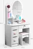 Coiffeuse avec miroir rond et tabouret pour la chambre Voir les images du produit 9