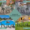 A collage of four images showing a bistro set in different outdoor settings: a garden, a park, a poolside, and a lawn. Produktbild-Vorschau