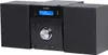 A black Denver MCA-240 compact micro system with two speakers, a CD player, and a display screen. Náhled obrázku produktu