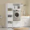 SoBuy Wasmachinekast Wit Met Lades en Planken, Productafbeelding-voorbeeld 2