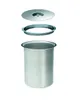 A disassembled stainless steel trash can with its lid and a rim. Produktbild-Vorschau