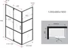 Technical drawings and dimensions of a shower enclosure. Produktbild-Vorschau