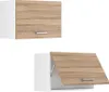 Two kitchen wall cabinets shown against a white background. One is closed, and the other is open. Náhled obrázku produktu