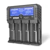 A black battery charger with a blue digital display. Voir les images du produit