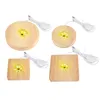 LED Sockel, 4 Stück Holz Quadrat/Rund LED Sockel für Produktbild-Vorschau 1