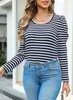 ASKSA Damen T-Shirt Rundhals Langarmshirt Puffaermel Produktbild-Vorschau 3