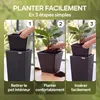 Set de 3 pots de fleurs polyrotin noir cache-pot pot Voir les images du produit 4