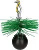A chimney brush with a weight attached, suspended by a hook and chain. Produktbild-Vorschau