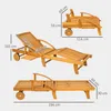 Sonnenliege Holz klappbar Gartenliege mit Seitentisch, Produktbild-Vorschau 3