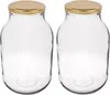 Two empty glass jars with gold lids are shown against a white background. Podgląd zdjęcia produktu