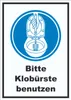 Bitte Klobürste benutzen Aufkleber A9 (37x52mm) Produktbild-Vorschau 1