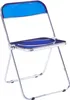 A single folding chair with a transparent blue seat and backrest, and a silver metal frame, shown against a white background. Podgląd zdjęcia produktu