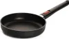 A black frying pan with a black handle and a red accent on the handle, shown against a white background. Produktbild-Vorschau