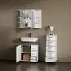 A modern bathroom vanity set with a sink, cabinet, and wall-mounted storage. Anteprima dell’immagine prodotto