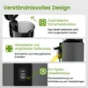 Marketing image showcasing features of a juicer with text descriptions and icons. Podgląd zdjęcia produktu