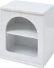 A white nightstand with an arched opening and two shelves. Podgląd zdjęcia produktu