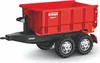 A red toy trailer with black chassis and wheels, shown from a three-quarter front angle against a white background. Produktbild-Vorschau