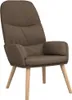 A brown fabric armchair with wooden legs, shown against a white background. Náhľad obrázku produktu