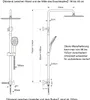 Diagram showing dimensions and installation details of a shower system. Anteprima dell’immagine prodotto