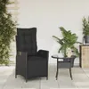 vidaXL Zahradní židle s nastavitelnou podnožkou Black Poly Náhled obrázku produktu 3