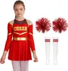 A young girl wearing a cheerleader outfit, with pom-poms and socks displayed next to her. Náhľad obrázku produktu