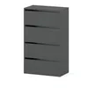 A gray, modern chest of drawers with four drawers, presented against a white background. Voir les images du produit