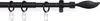A black curtain rod with rings and a decorative finial. Produktbild-Vorschau