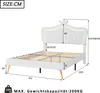 A diagram of a white bed frame with dimensions and weight capacity indicated. Produktbild-Vorschau