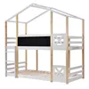 A bunk bed with a house-like frame and a chalkboard panel. Produktbild-Vorschau