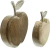 2x Dekofigur Apfel Mangoholz natur & Aluminium silber Produktbild-Vorschau 3