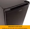 Close-up of the top and side of a black mini-refrigerator, showing the handle and brand logo. Anteprima dell’immagine prodotto