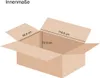 An open cardboard box with dimensions indicated by lines and text. Produktbild-Vorschau