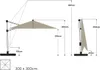 Technical drawing and dimensions of a cantilever umbrella. Produktbild-Vorschau