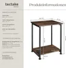 Product information for a side table, including dimensions and technical data, with a diagram of the table. Produktbild-Vorschau