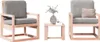 A set of outdoor lounge furniture, including two chairs and a small table, arranged on a white background. Produktbild-Vorschau