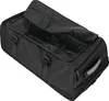 An open black duffel bag with wheels, shown from a high angle. Voir les images du produit
