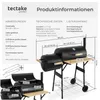 tectake® Holzkohlegrill 2in1 110 x 60 x 116 cm 2 Kammern Produktbild-Vorschau 5