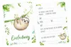10 Einladungskarten Faultier Dschungel grün inkl. 10 Produktbild-Vorschau 1