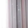 A close-up view of sheer curtains with a gradient color effect and star cutouts. Náhled obrázku produktu