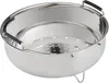A stainless steel steamer basket with black handles, shown from a slightly elevated side angle against a white background. Podgląd zdjęcia produktu