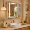UnboxG Armoire miroir de salle de bain blanche, 60,2 x 60,2 Voir les images du produit 3