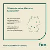 A marketing image showing a map of Germany with dots indicating production locations, along with text about where the mattress was made. Produktbild-Vorschau