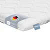 Close-up of a white mattress topper with labels. Náhled obrázku produktu