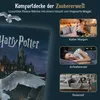 Marketing image for a Harry Potter themed blanket, showing different use cases. Produktbild-Vorschau