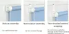 Three different methods of attaching a roller blind to a window frame are shown. Voir les images du produit